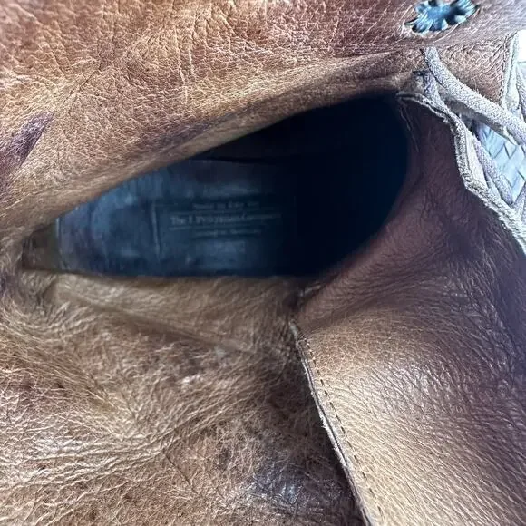 J. Peterman Boots Womens 7.5 Brown Leather Weaved Granny Victorian Academia - Picture 13 of 16